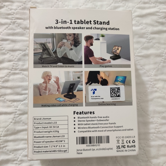 New 3-in-1 Tablet Stand with Bluetooth Speaker - Picture 2 of 6